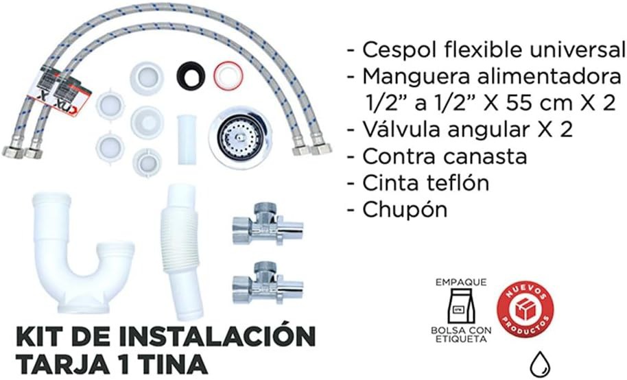 Kit de instalaci&oacute;n para fregadero con desag&uuml;e y mangueras flexibles image number null