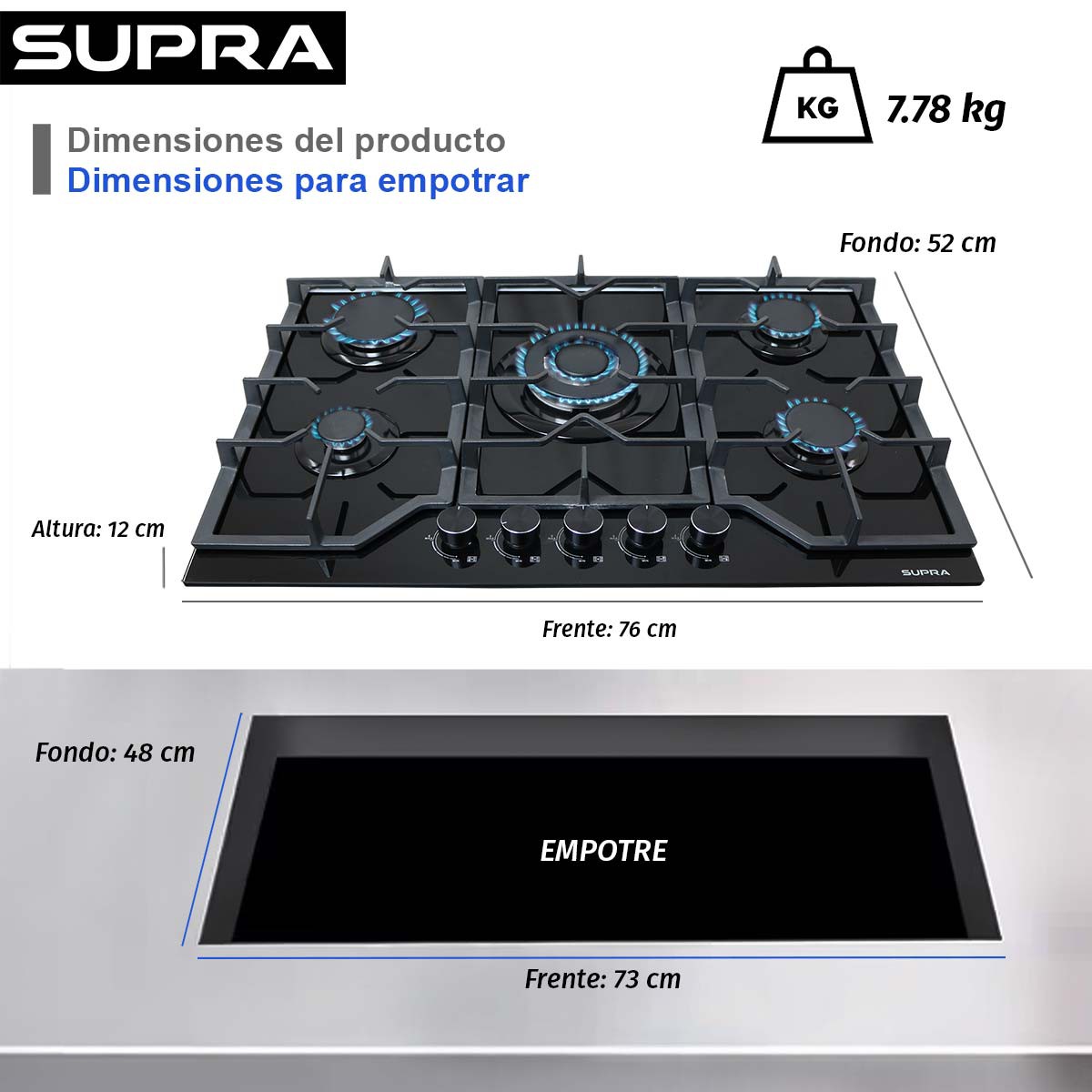 Tricombo Supra Parrilla de Gas, Campana Extractora y Horno El&eacute;ctrico GRAN PIACERE image number null