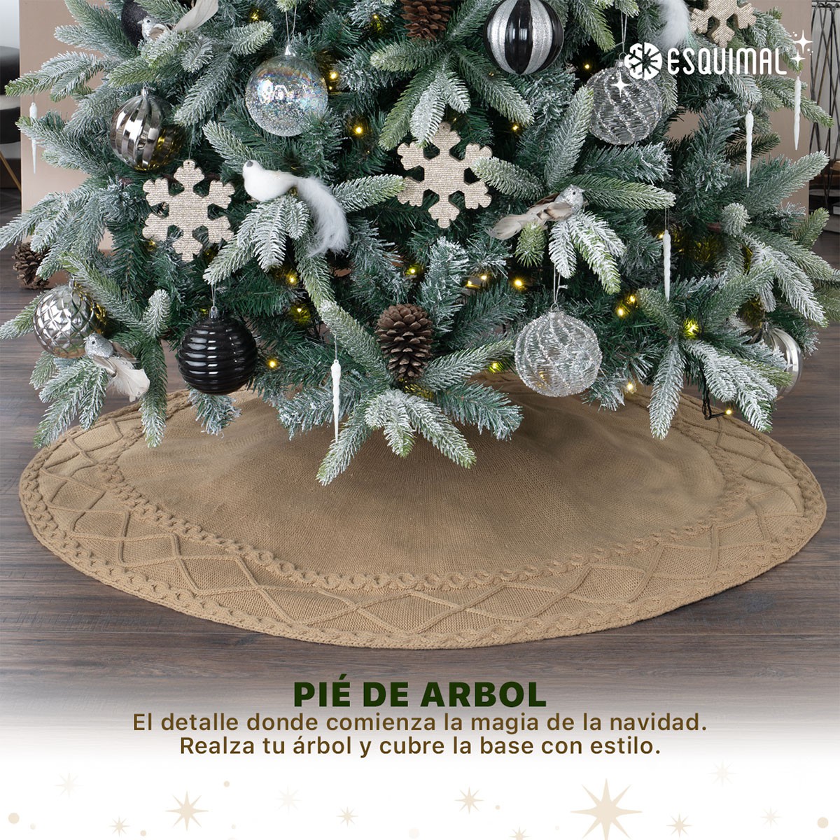 Pie de &Aacute;rbol de Navidad Tejido Tapete para Pino Navide&ntilde;o Falda para Decoraci&oacute;n Navide&ntilde;a Khaki ESQUIMAL image number null