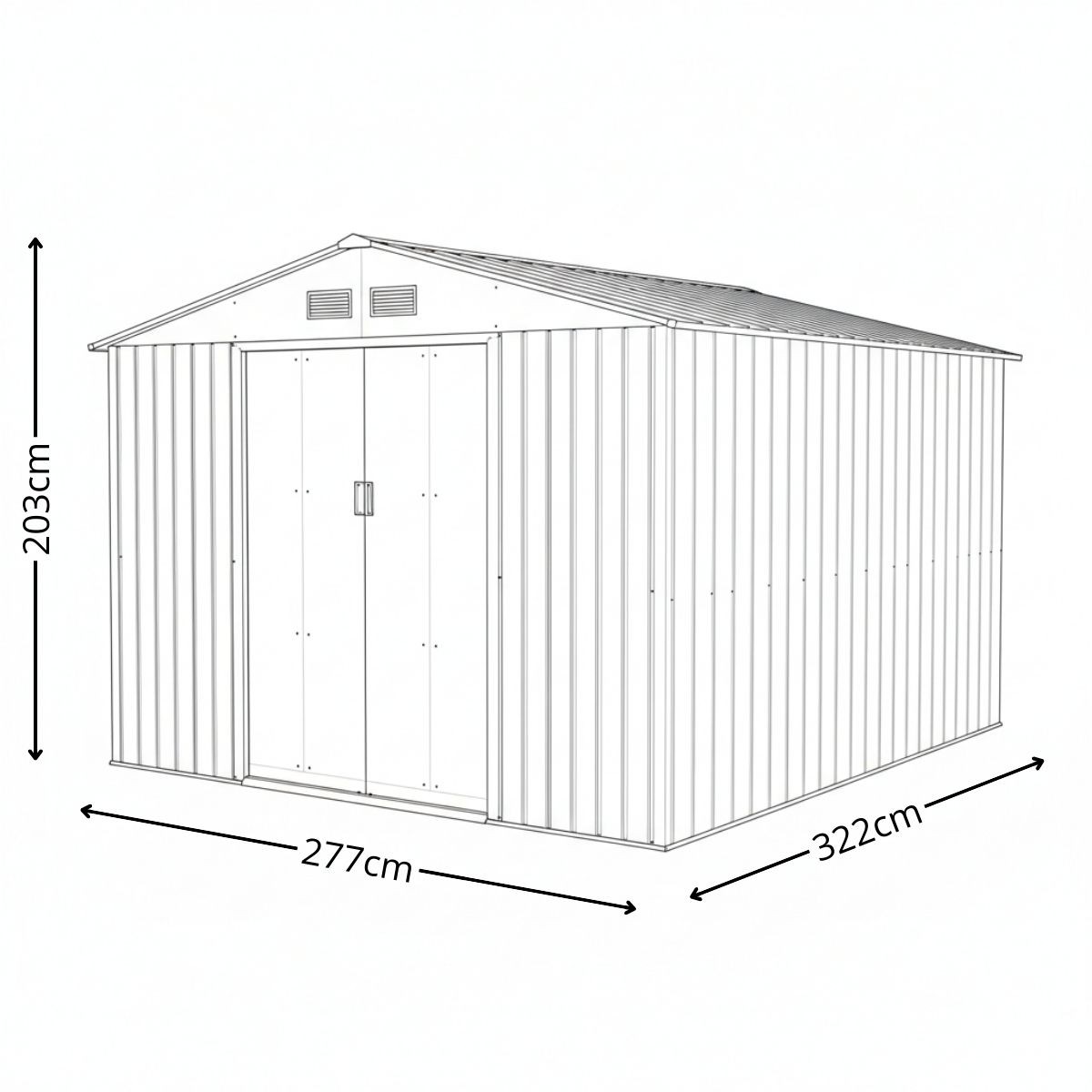 Bodega Cobertizo Exterior Ultra XXL de Metal 277 x 322 x 203 cm Color Gris Oscuro image number null