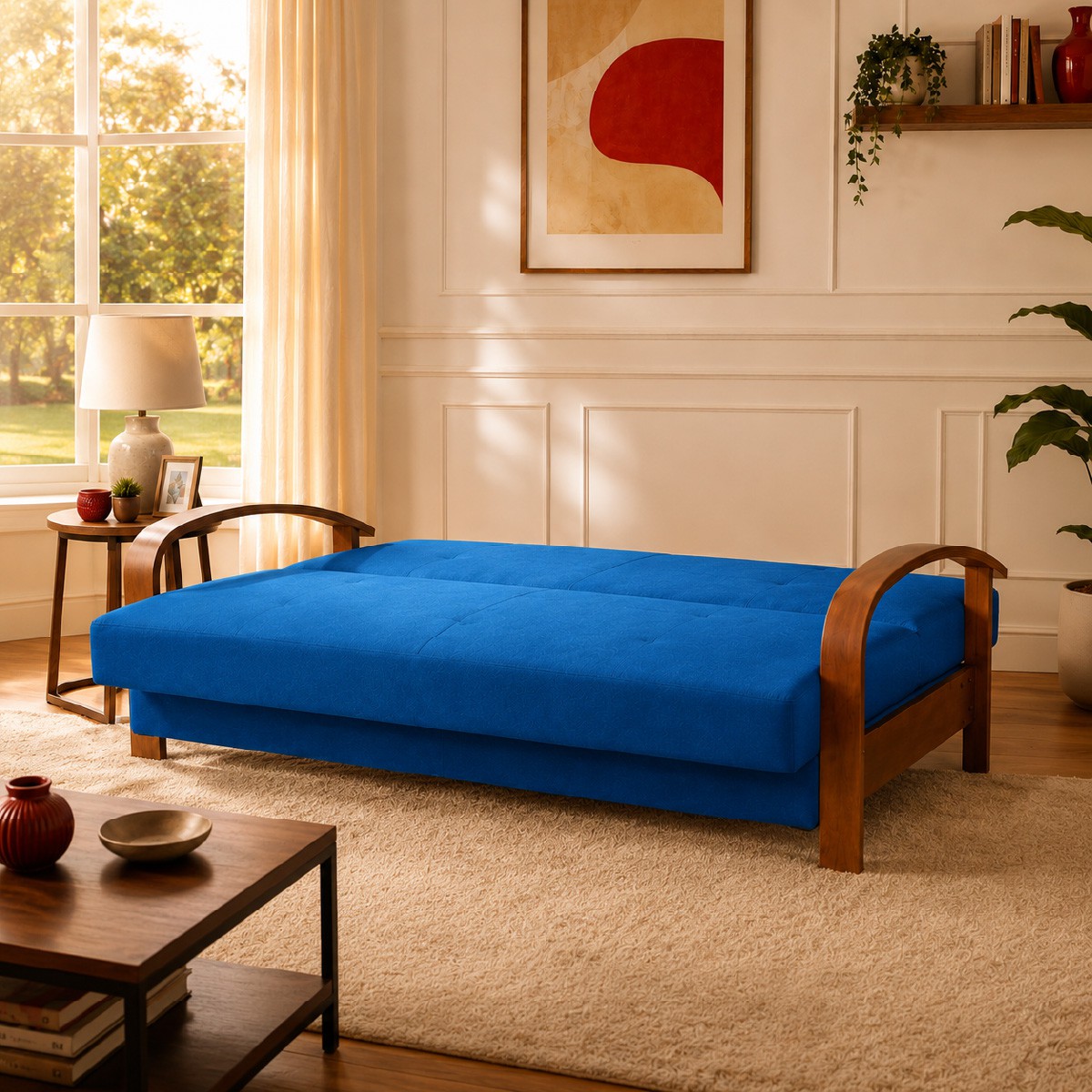 Sof&aacute; Cama Individual 237 Brazos Madera, Atlas del Descanso Color Azul image number null