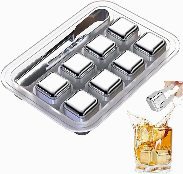 Kit Cubos De Hielo Acero Inoxidable 8 Pzs image number null