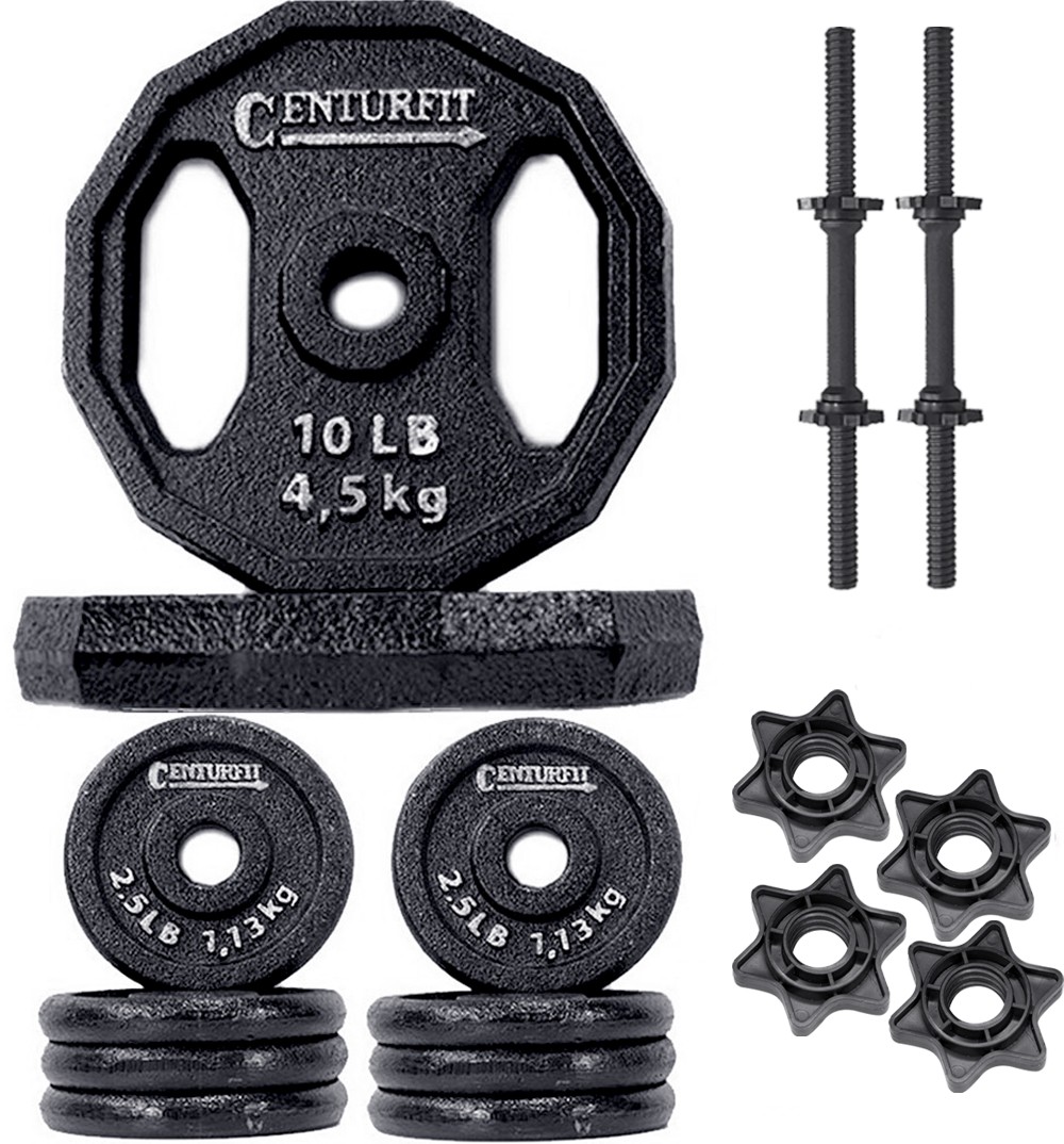 Kit Mancuernas 40 lbs Set Pesas Discos Barra Mancuerna Gym image number null