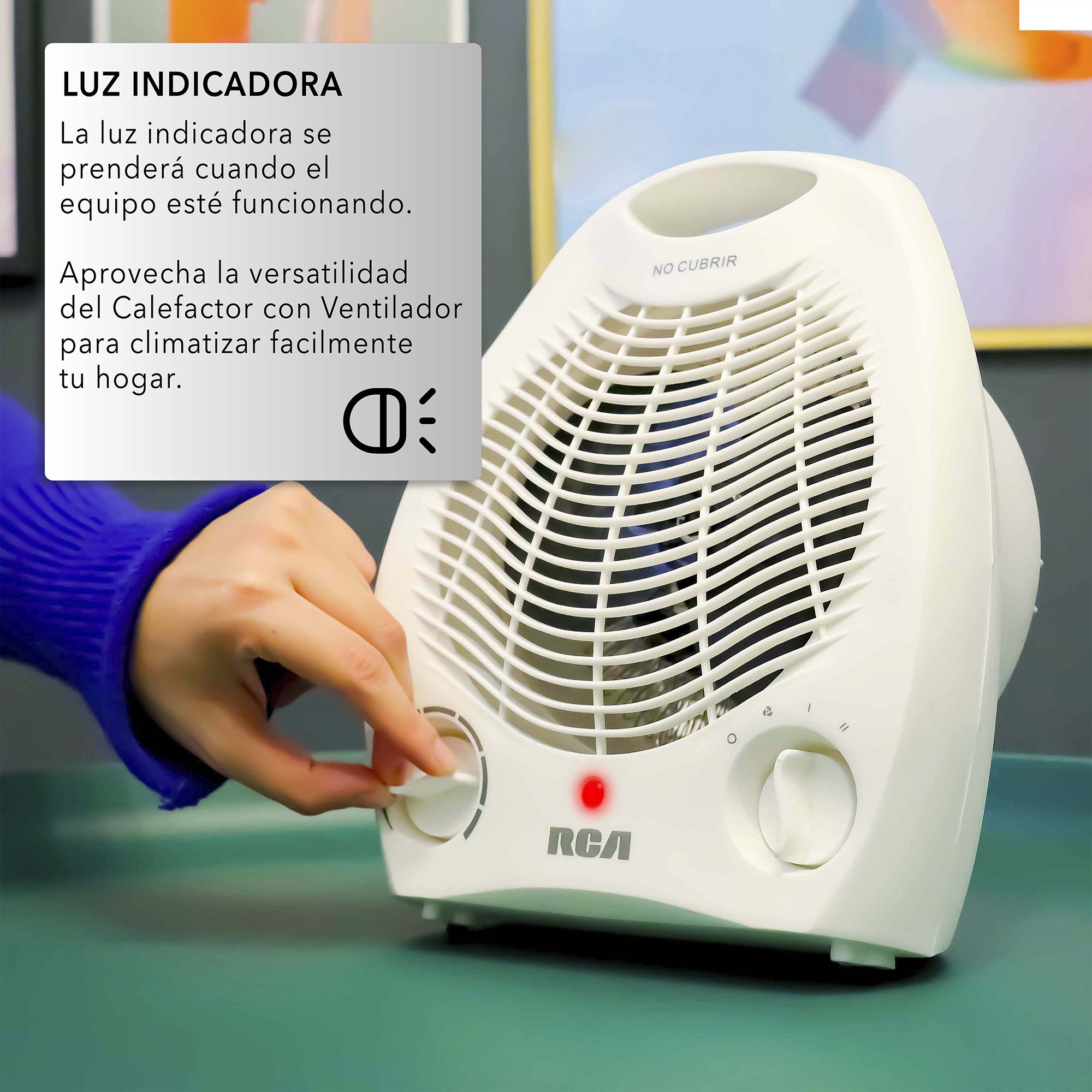 RCA Calefactor El&eacute;ctrico con Ventilador RC-A01, Compacto y Port&aacute;til con Termostato Ajustable. image number null