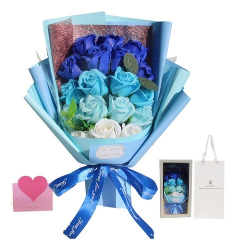 "Rosas Artificiales Cajas De Flores Para Regalo Azul degradado " image number null