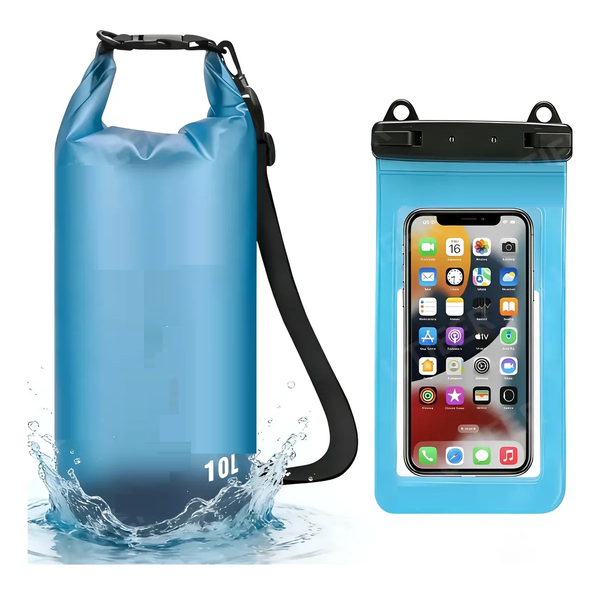 Bolsa Seca Mochila Impermeable Agua Flotante 10 Litros Azul acero image number null