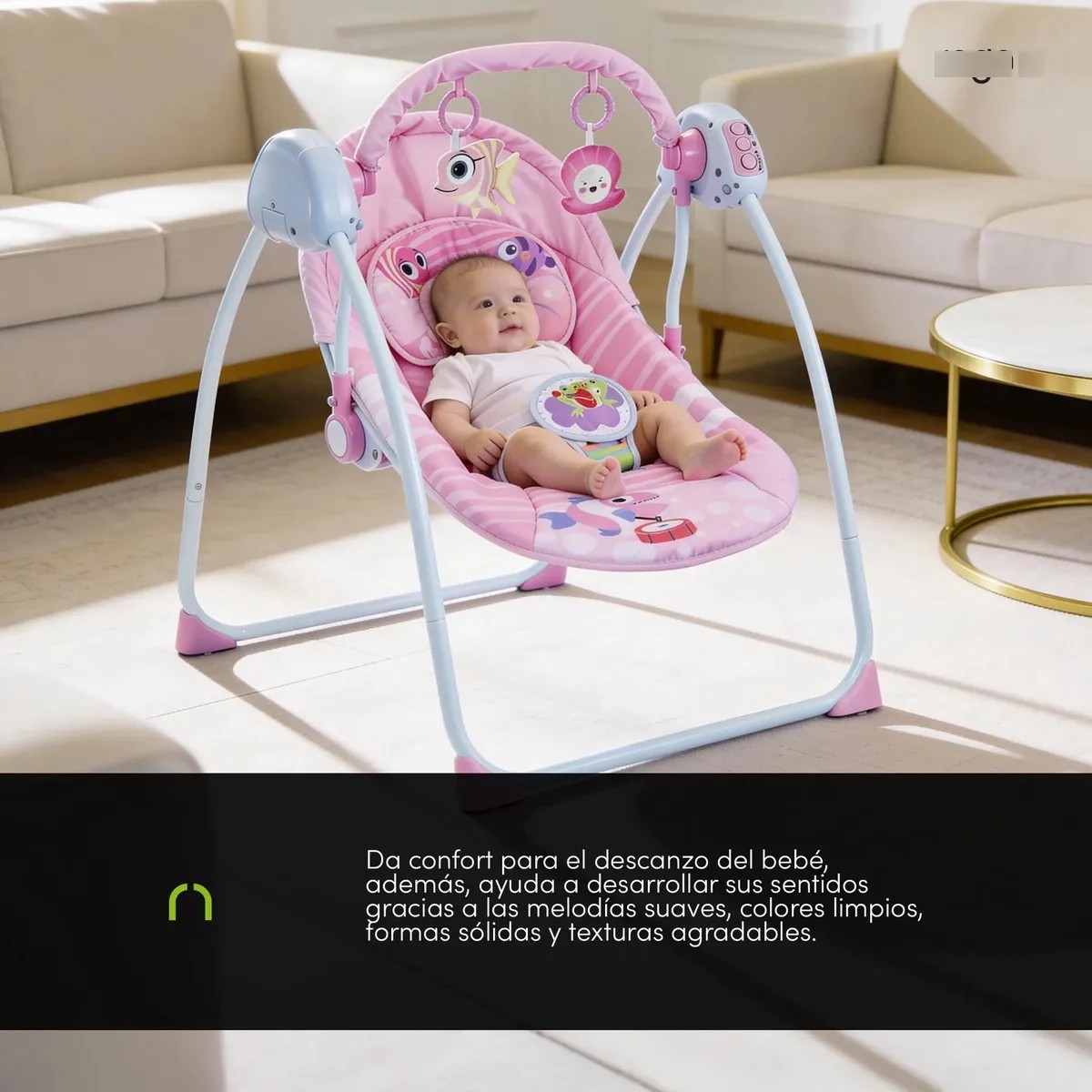 Silla Mecedora Para Bebes Columpio Control Remoto Mosquitero Rosa image number null