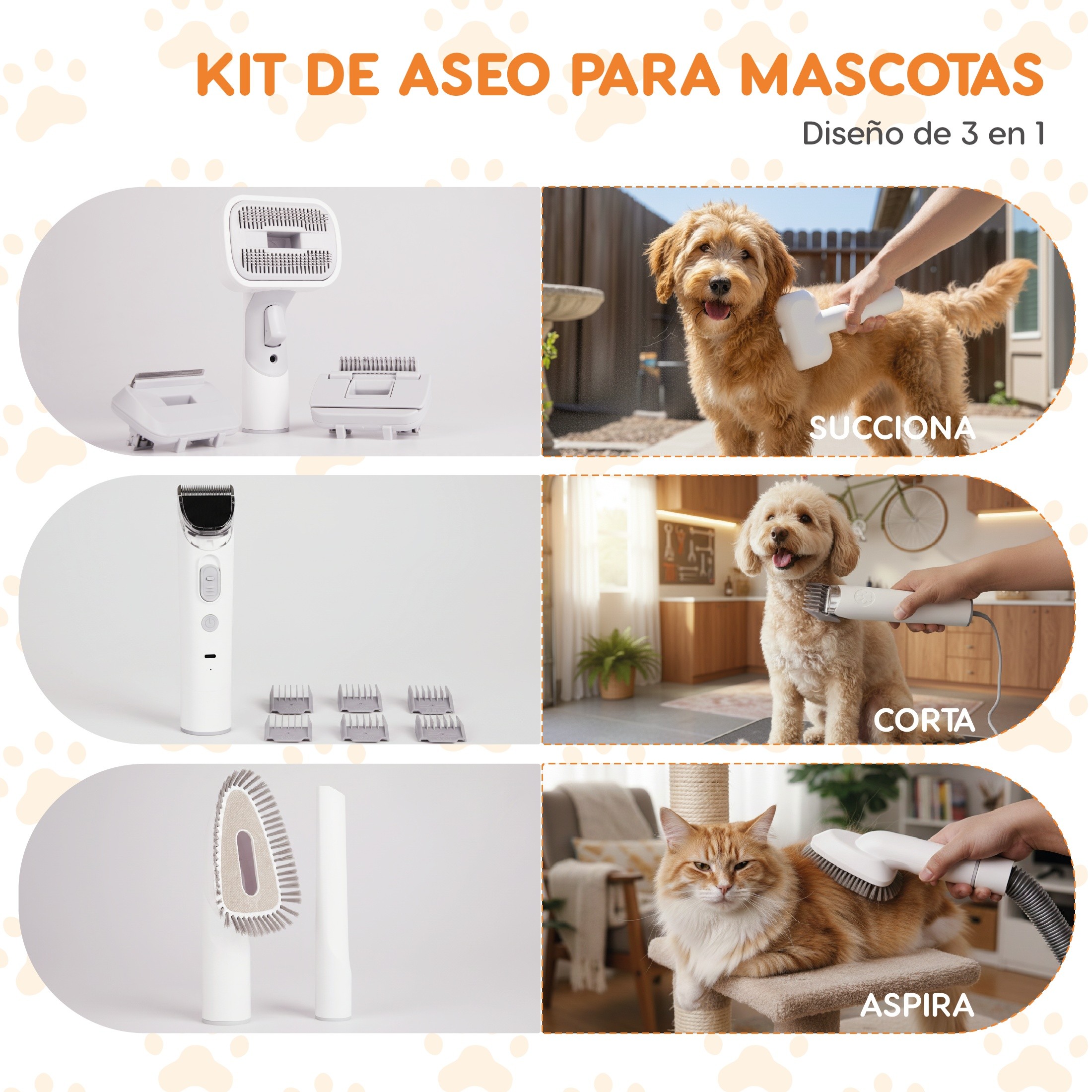 Kit De Aseo Para Mascotas Poli Pets 8 en 1 Con aspiradora 10000 Pa image number null