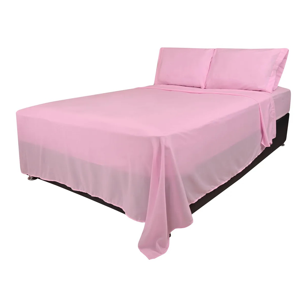 Juego de s&aacute;banas Matrimonial color Rosa con dise&ntilde;o liso - 4 Piezas image number null