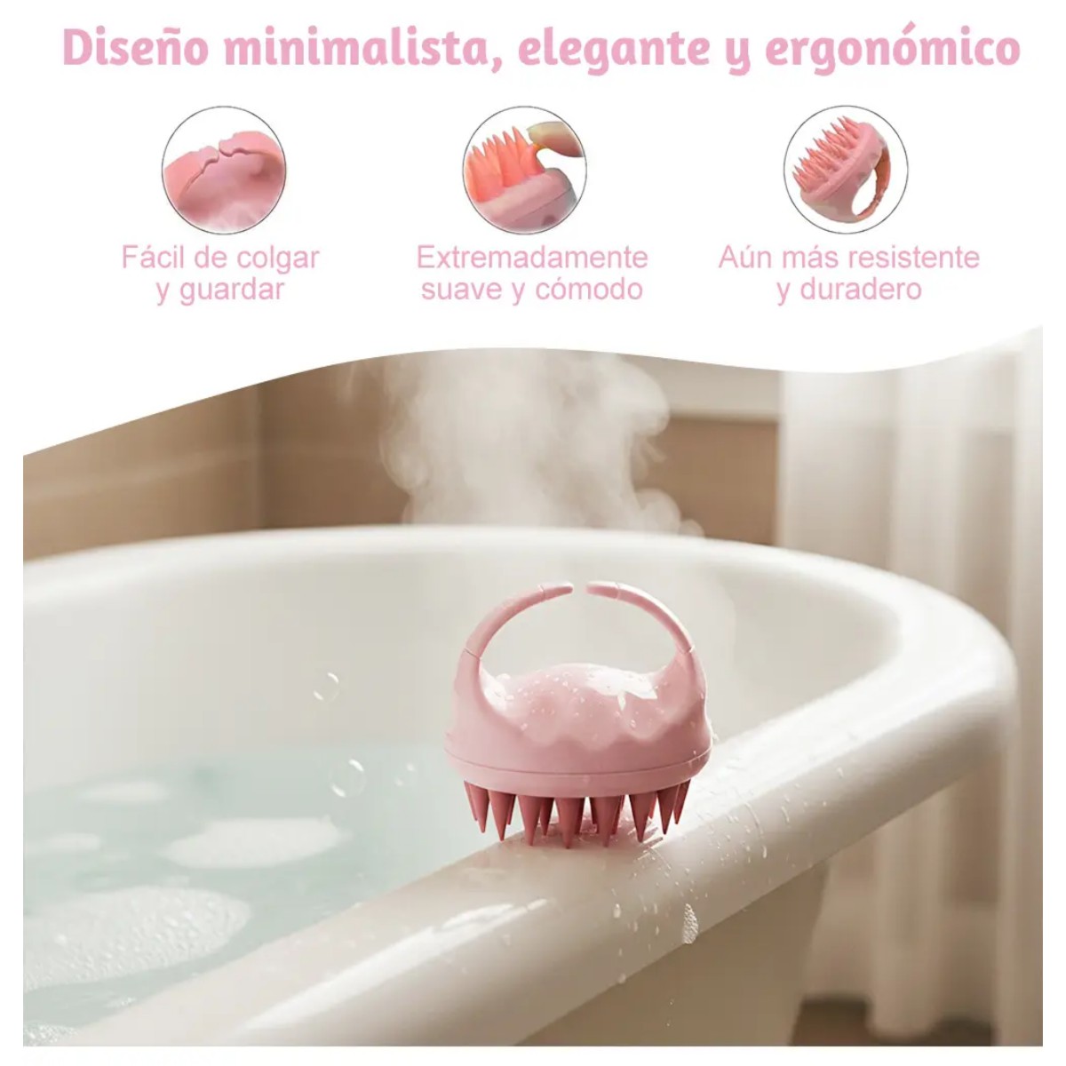 Cepillos Para Ducha Cabello Masajeador De Cuero Cabelludo 3 Piezas Color:Rosa image number null
