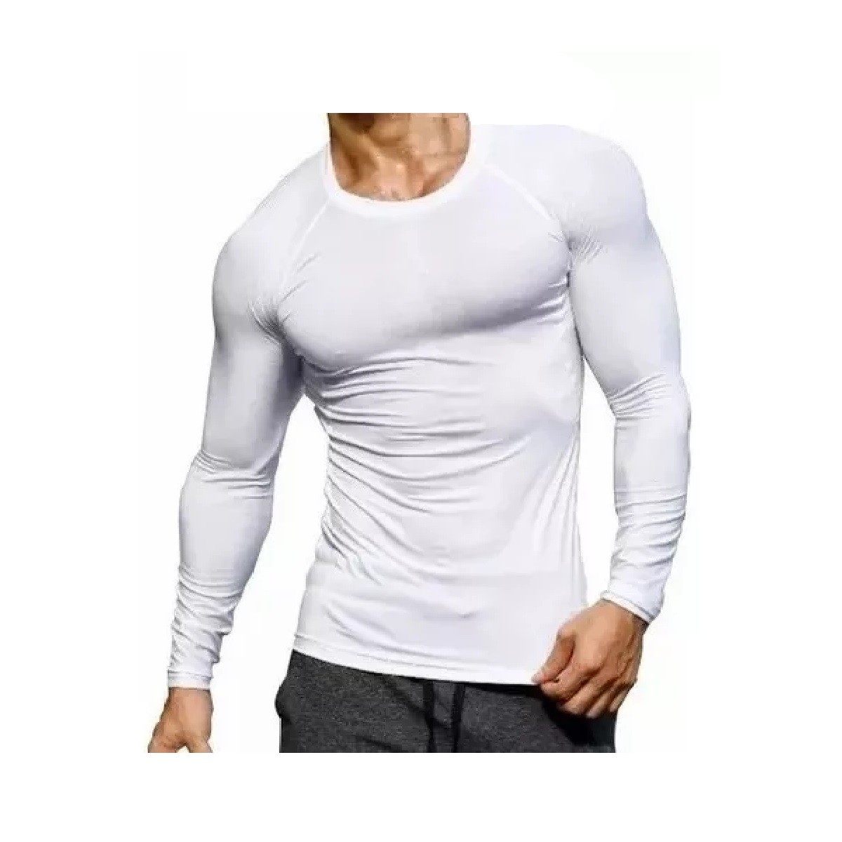 Playera Licra Deportiva Secado R&aacute;pido De Compresi&oacute;n Blanco G image number null