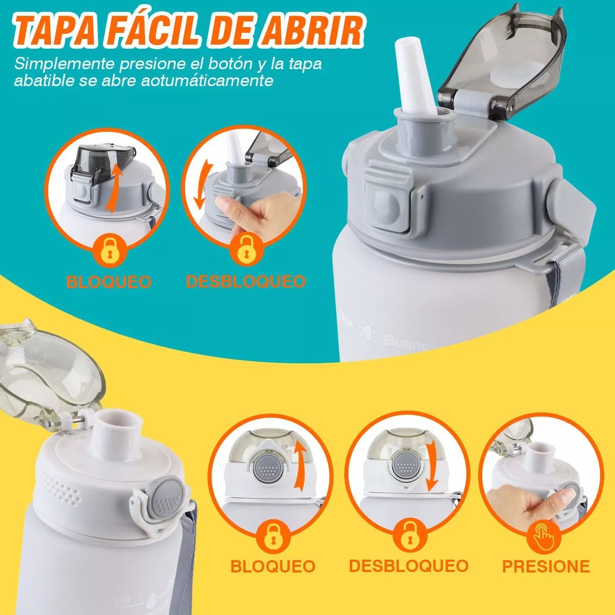 Botella De Agua Deportiva 2 Pack Gran Capacidad 2l Y 800ml image number null