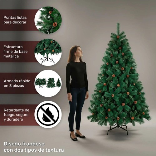 Arbol Navidad Verde Escoces Doble Rama Frondoso Pi&ntilde;as 1.6m Jardimex image number null