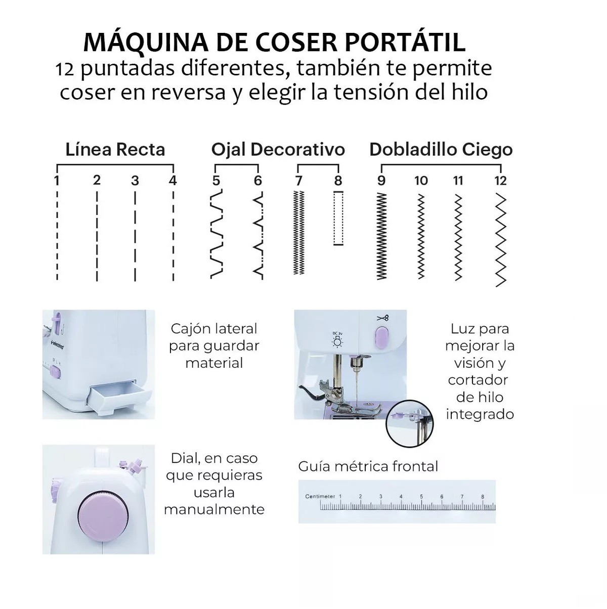 Maquina De Coser Portatil Electrica Mas Kit Costura Y Pedal Color Blanco SelectShop image number null