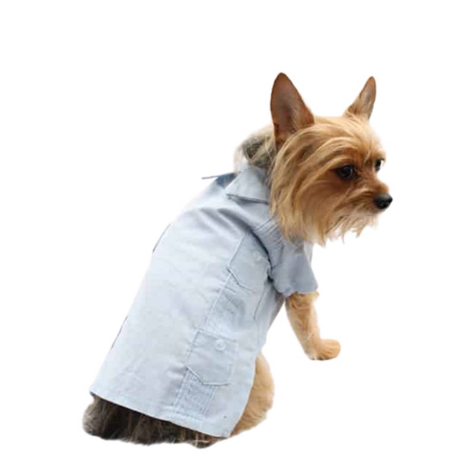 Guayabera P/Perro Azul Claro Manga Corta Yucateca Talla 7 Pet Pals. image number null