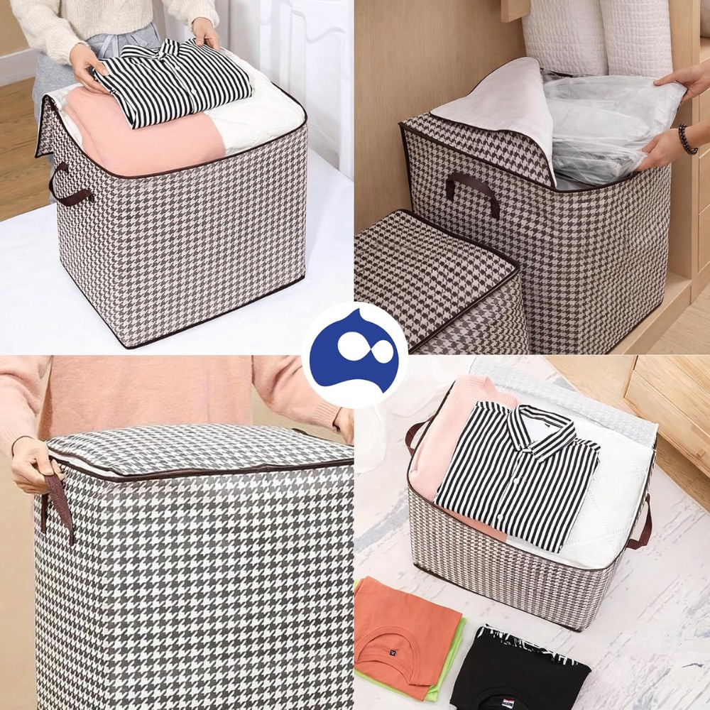 Bluelander Set de 3 Bolsas de Almacenamiento 50 * 50 * 70 cm, Organizadores para Cl&oacute;set Plegables, Bolsas con Asas image number null