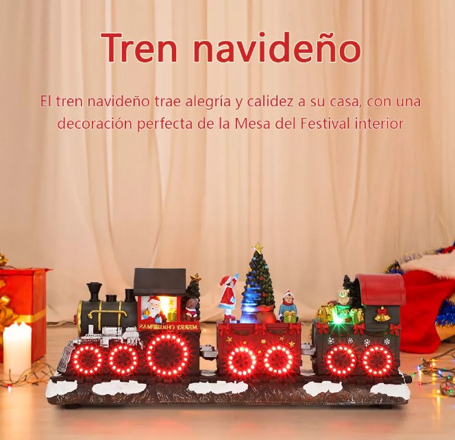 Tren Electrico Navide&ntilde;o Con Musica Navide&ntilde;a Y Luz 3 Vagones image number null
