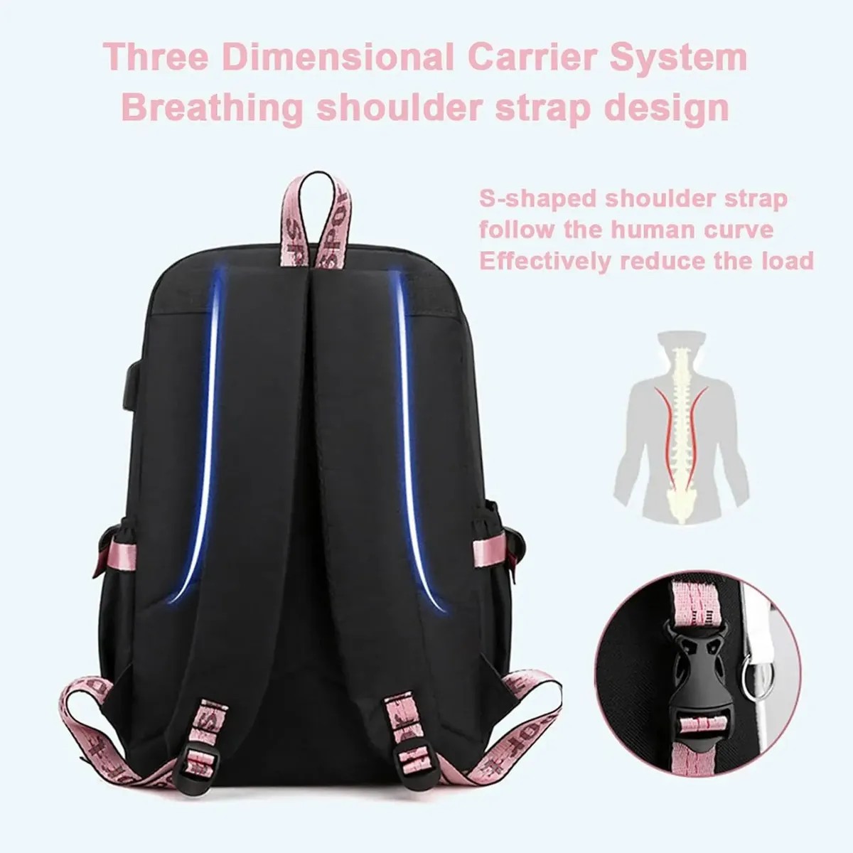 Mochila De Dibujos Animados Gran Capacidad Color ROSA-SAILOR MOON image number null