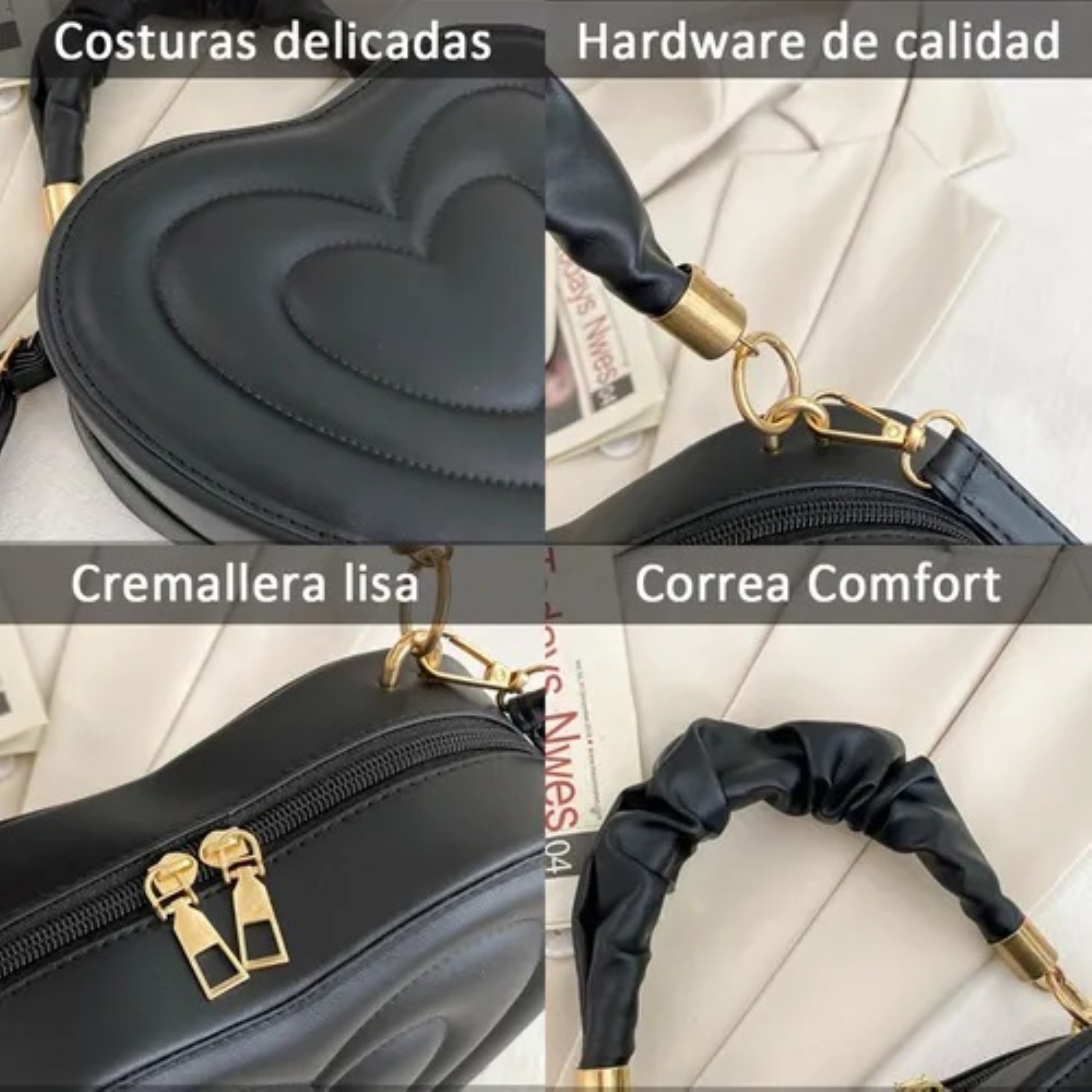 Bolso De Mano Forma De Coraz&oacute;n para Dama, Blanco image number null