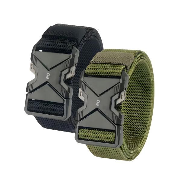 2pzs Cinturones T&aacute;ctico Ajustable Moda Calidad Broche 2 Negro/Verde Oscuro image number null