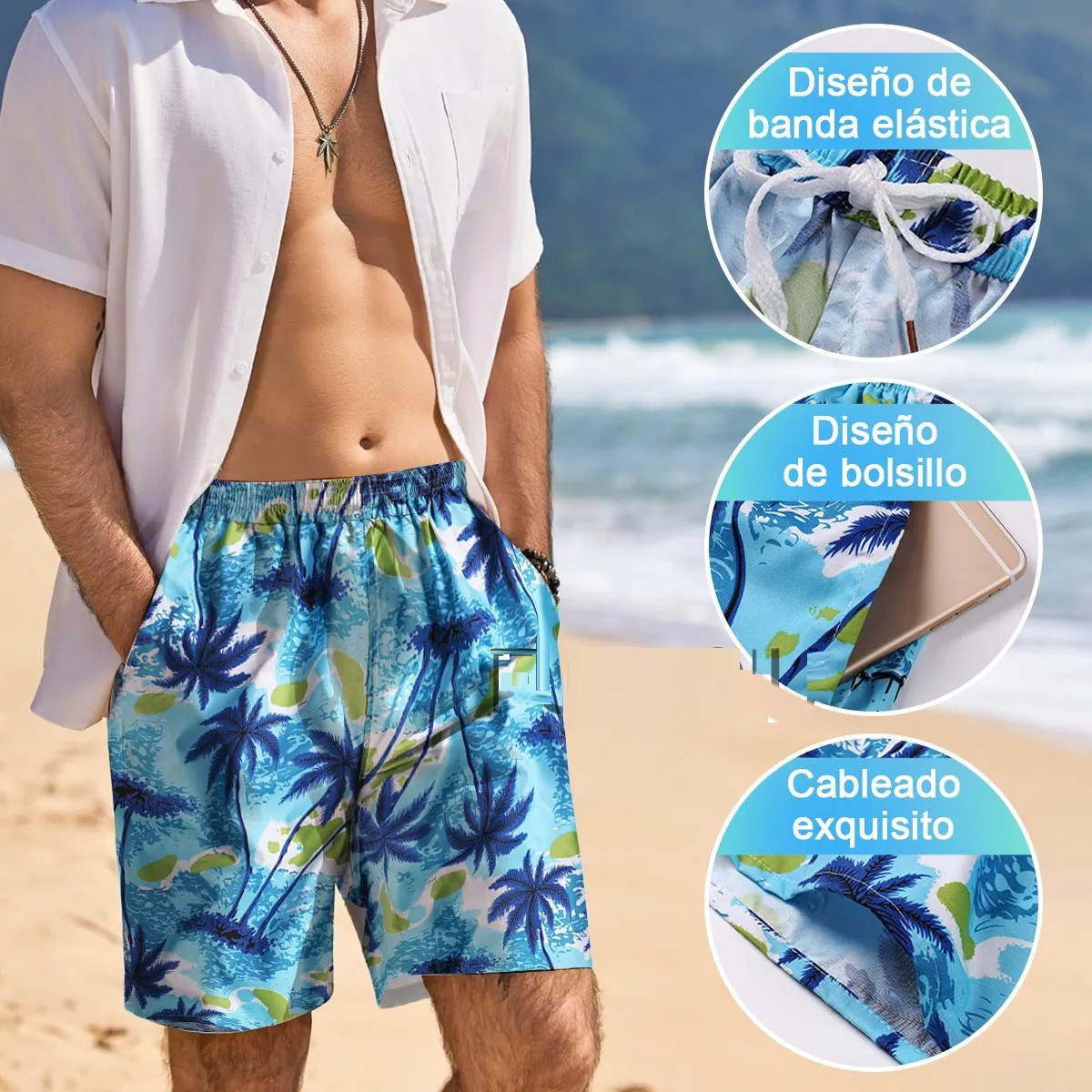 2pz Traje Ba&ntilde;o Para Hombre Playa Short Ba&ntilde;ador Rapido Secado Talla: XL image number null