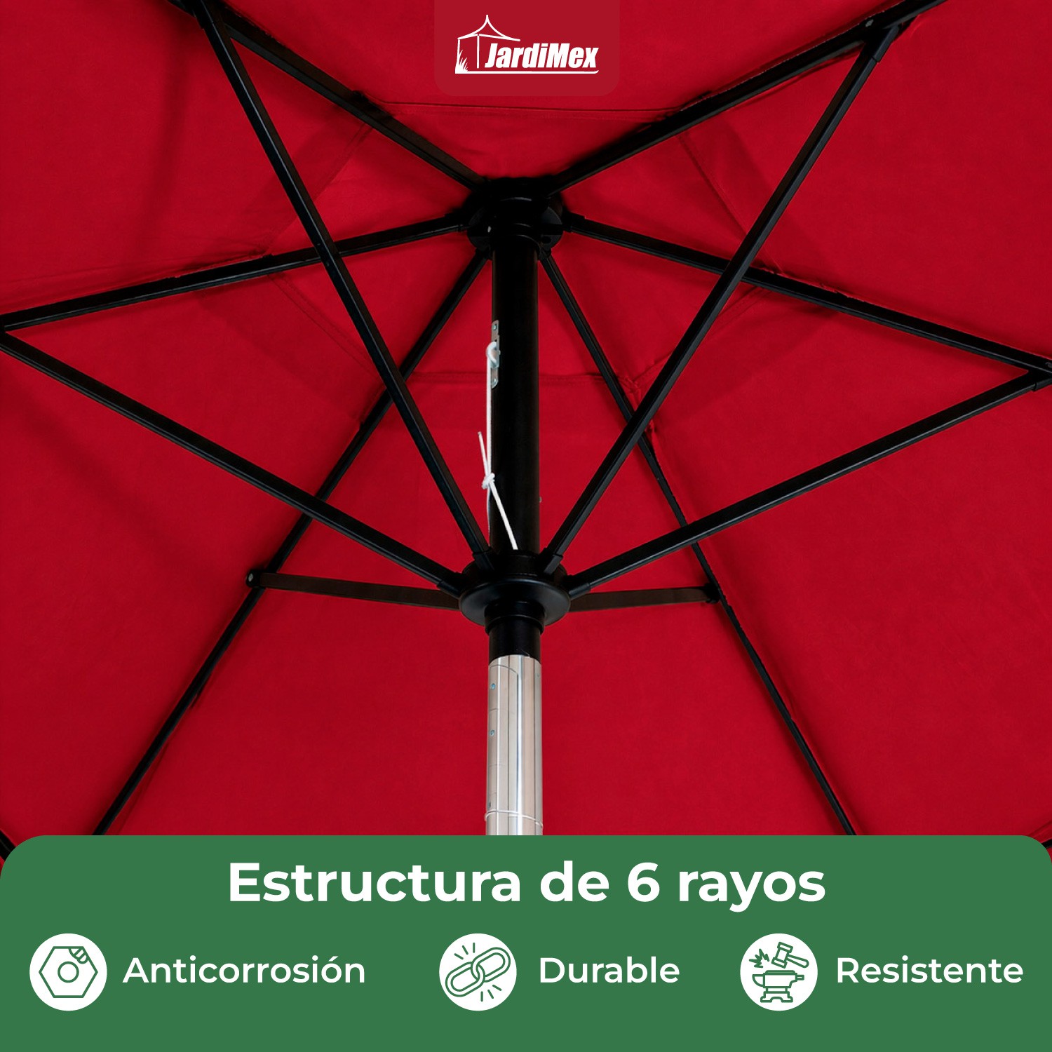 Sombrilla Jardin Playa Sol Angulo 2,70 m Diametro Exterior Roja image number null