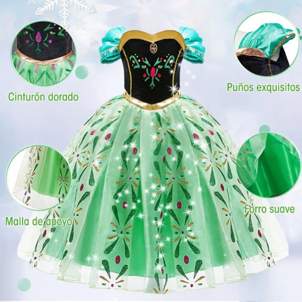 Vestido De Princesa De Anna, Disfraz De Frozen Dise&ntilde;o para Ni&ntilde;a, Ropa De Halloween, Cosplay, Fiesta De Cumplea&ntilde;os image number null