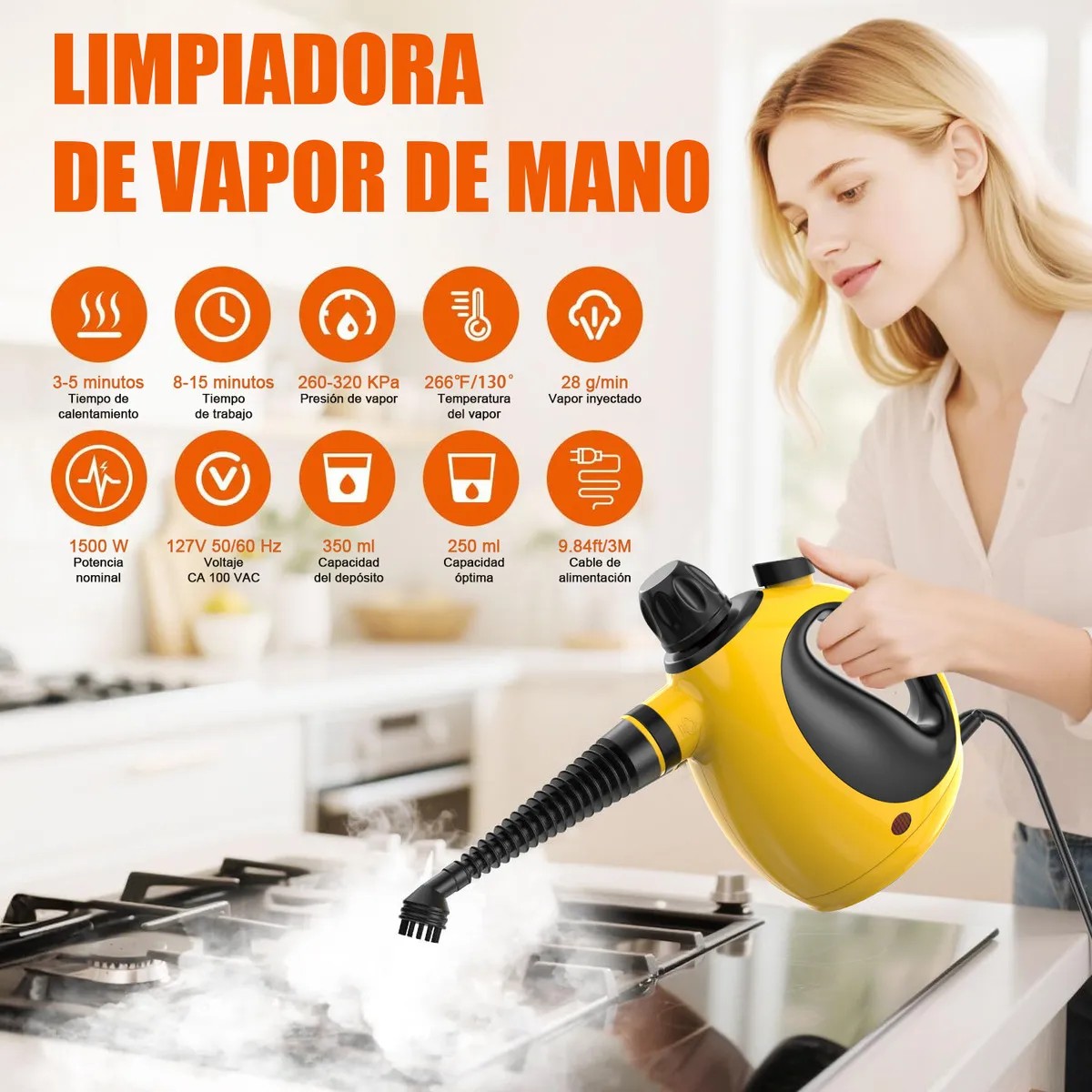 Limpiadora De Vapor Maquina Portatil Automotriz Amarillo image number null