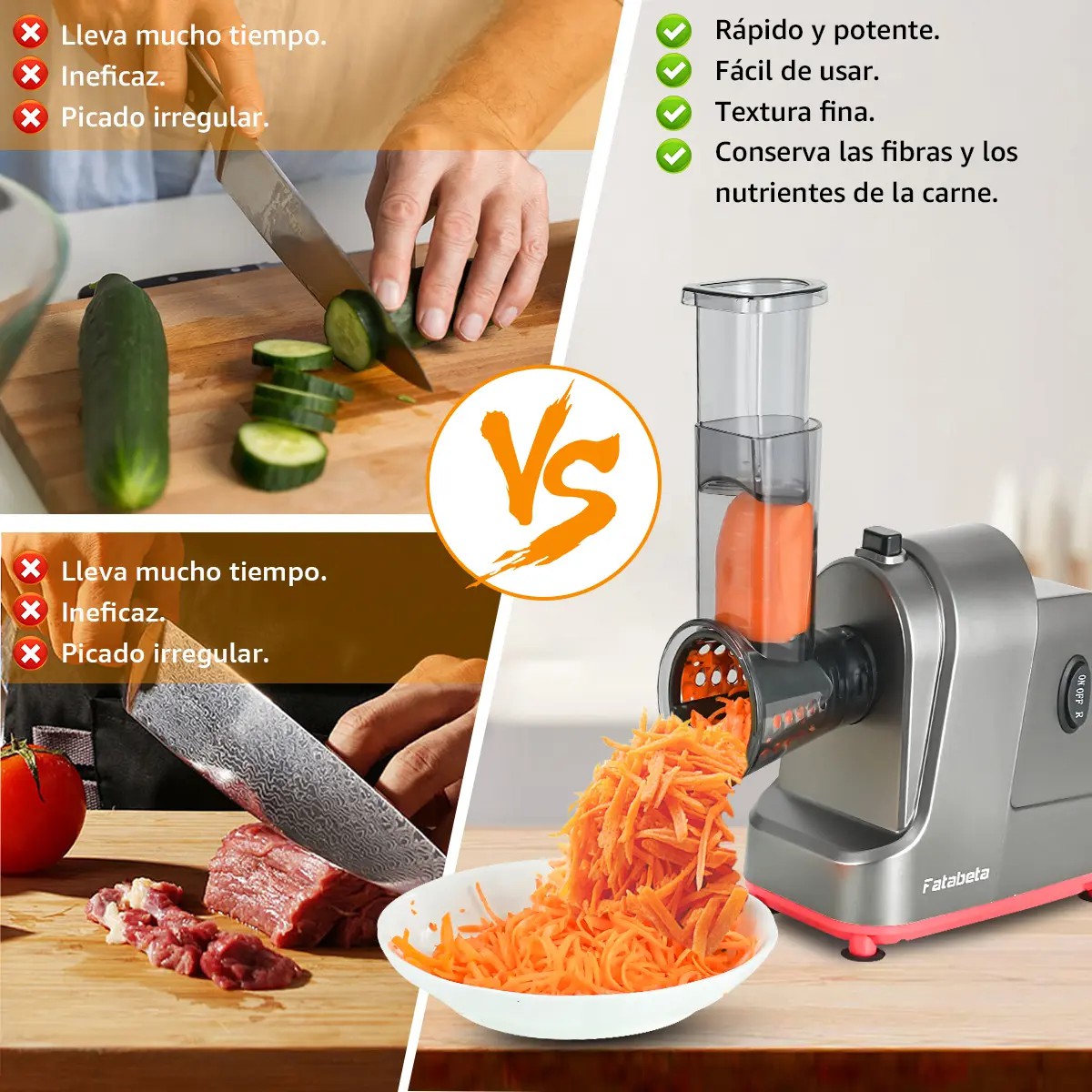 Molino de Carne El&eacute;ctrico Fatabeta de 3500W con Accesorios para Embutir y Cortar Verduras image number null