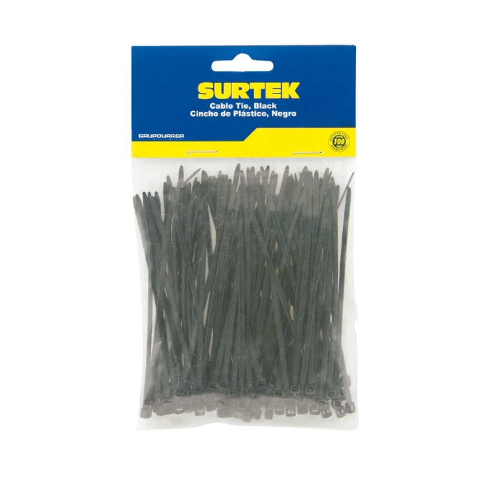 Cincho Pl&aacute;stico 100 Piezas Negro C/Seguro Resistentes Surtek image number null