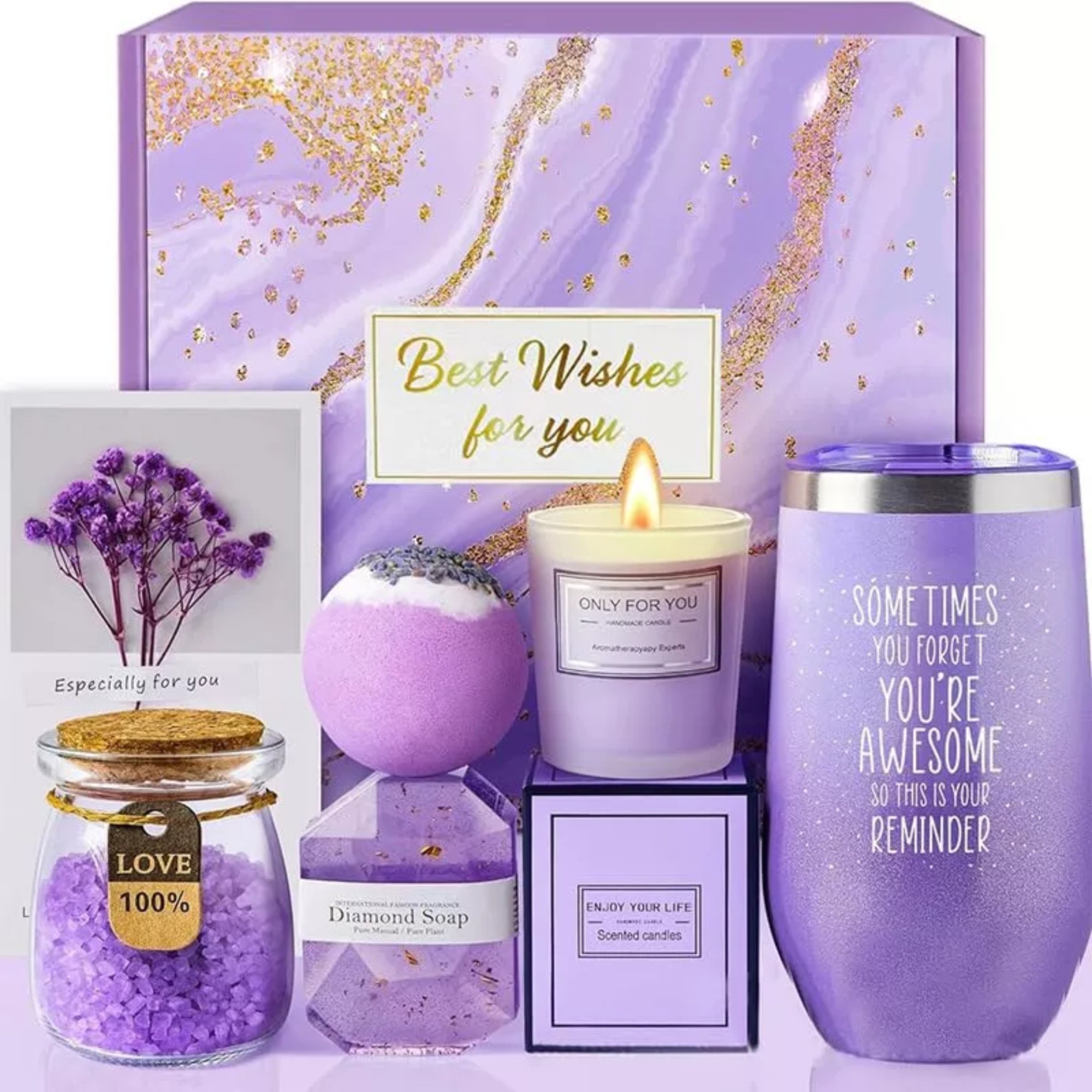 Regalos De Cumplea&ntilde;os Para Mujeres, Cesta De Regalo Relajant MORADO image number null