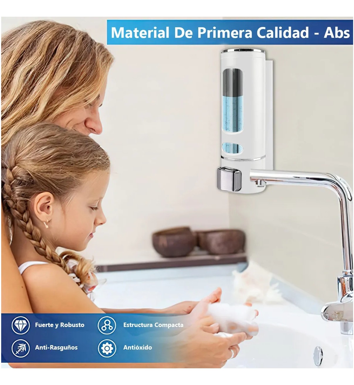 Dispensador De Jab&oacute;n L&iacute;quido Despachador De Champ&uacute; Gel 2 Pzs Blanco Malubero image number null