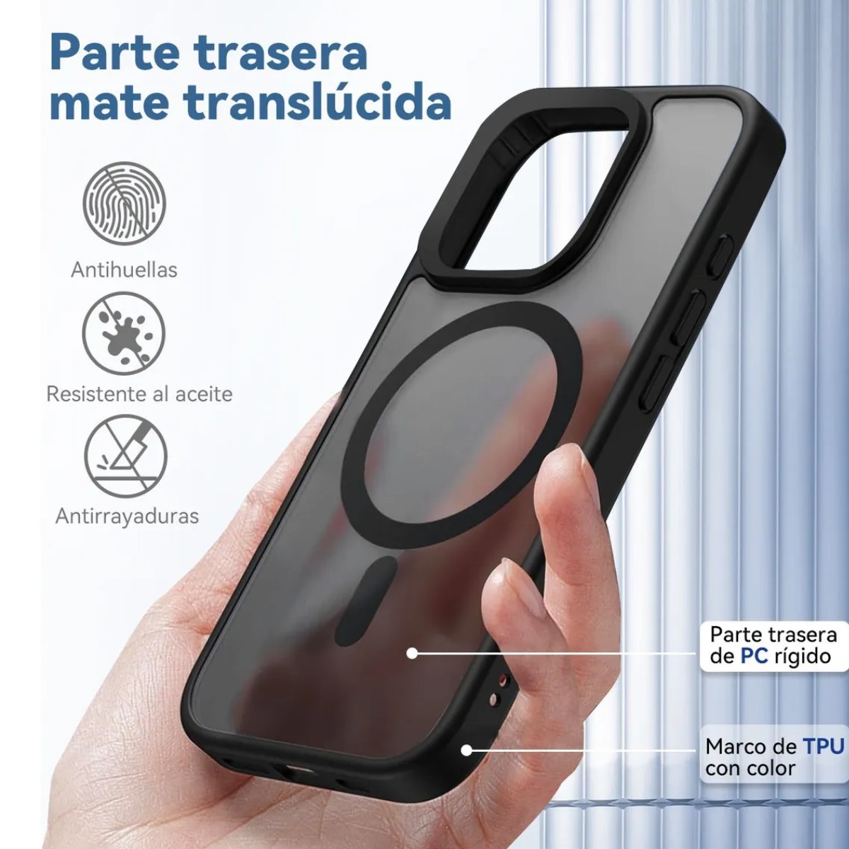 Funda Magsafe Para iPhone 13 Pro Max + Cargador Inal&aacute;mbrico 15w + Mica De Vidrio Negro image number null