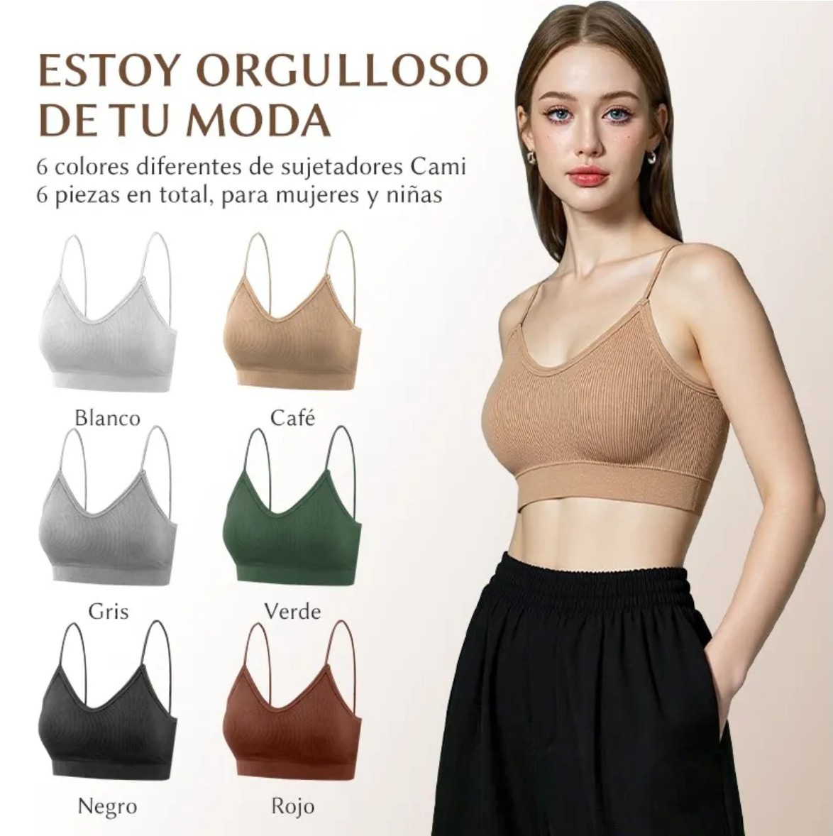Brasieres Push-up Sin Aro 6 Piezas Talla M image number null