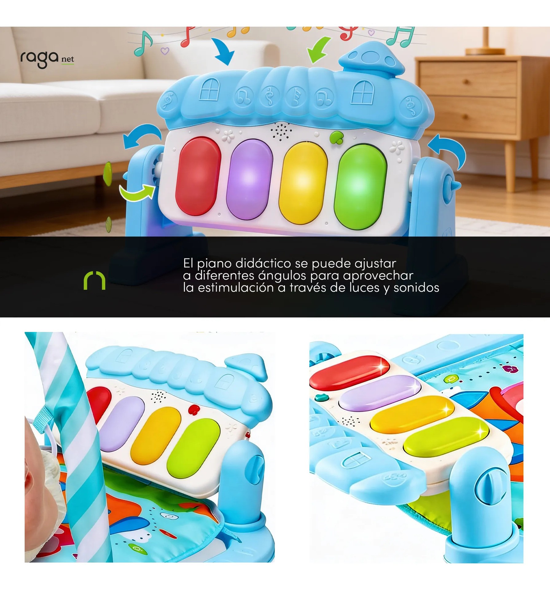 Gimnasio Piano Musical Tapete De Juegos Para Beb&eacute;s Azul image number null