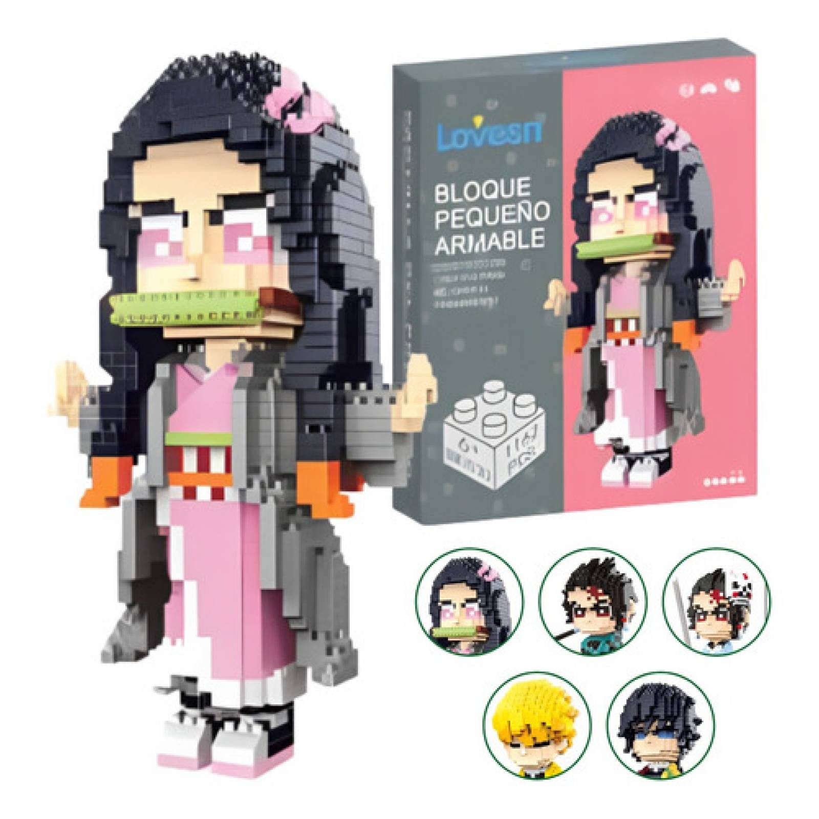 Figura Demon Slayer Kimetsu No Yaiba Figura De Bloques Armables 3d Cosplay Mini Building para ni&ntilde;os image number null