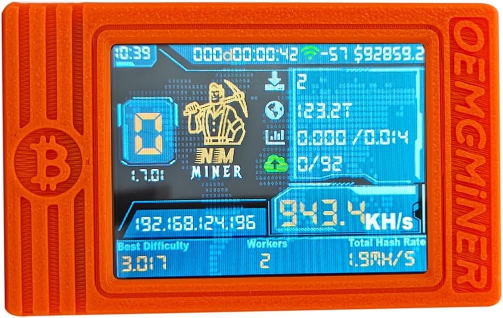 Solo Bitcoin Miner - Tasa de hash de 930 KH/s, 2.4 G y conexi&oacute;n con cable, minero de criptomonedas de alta eficiencia image number null