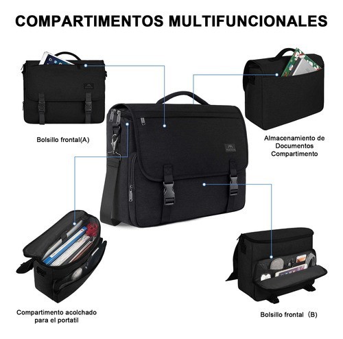 Maletin Portafolio Crossbody Para Laptop 15.6 Pulgada Hombre negro. image number null