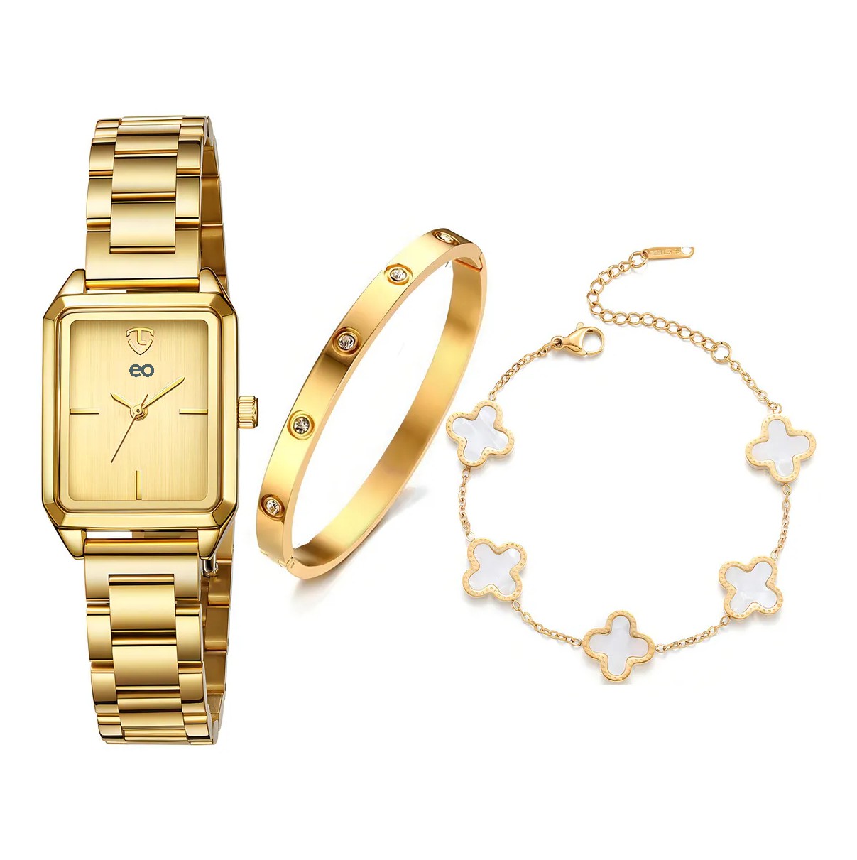Reloj Mujer Elegante Dorado Cuarzo De Acero Inoxidable Resistente Al Agua image number null