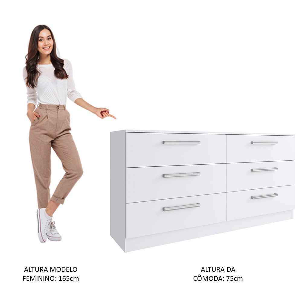 C&oacute;moda Madesa Laura con 6 Cajones para Dormitorio Blanco image number null