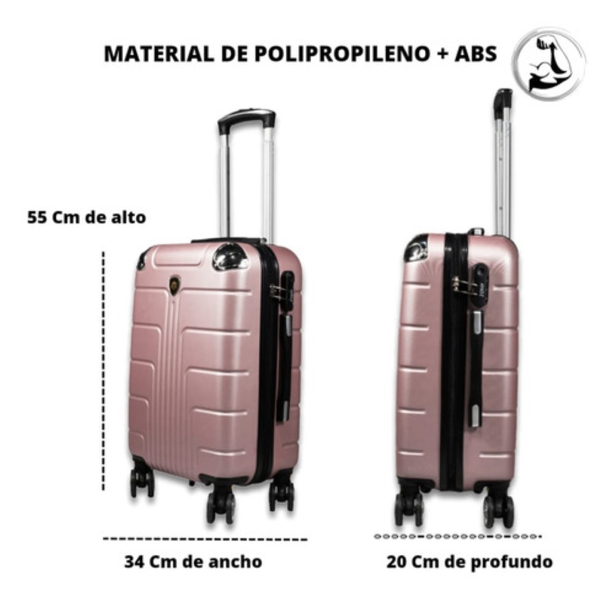 Maleta Para 10 Kg Cabina C/candado De Seguridad Doble Llanta Rosa image number null