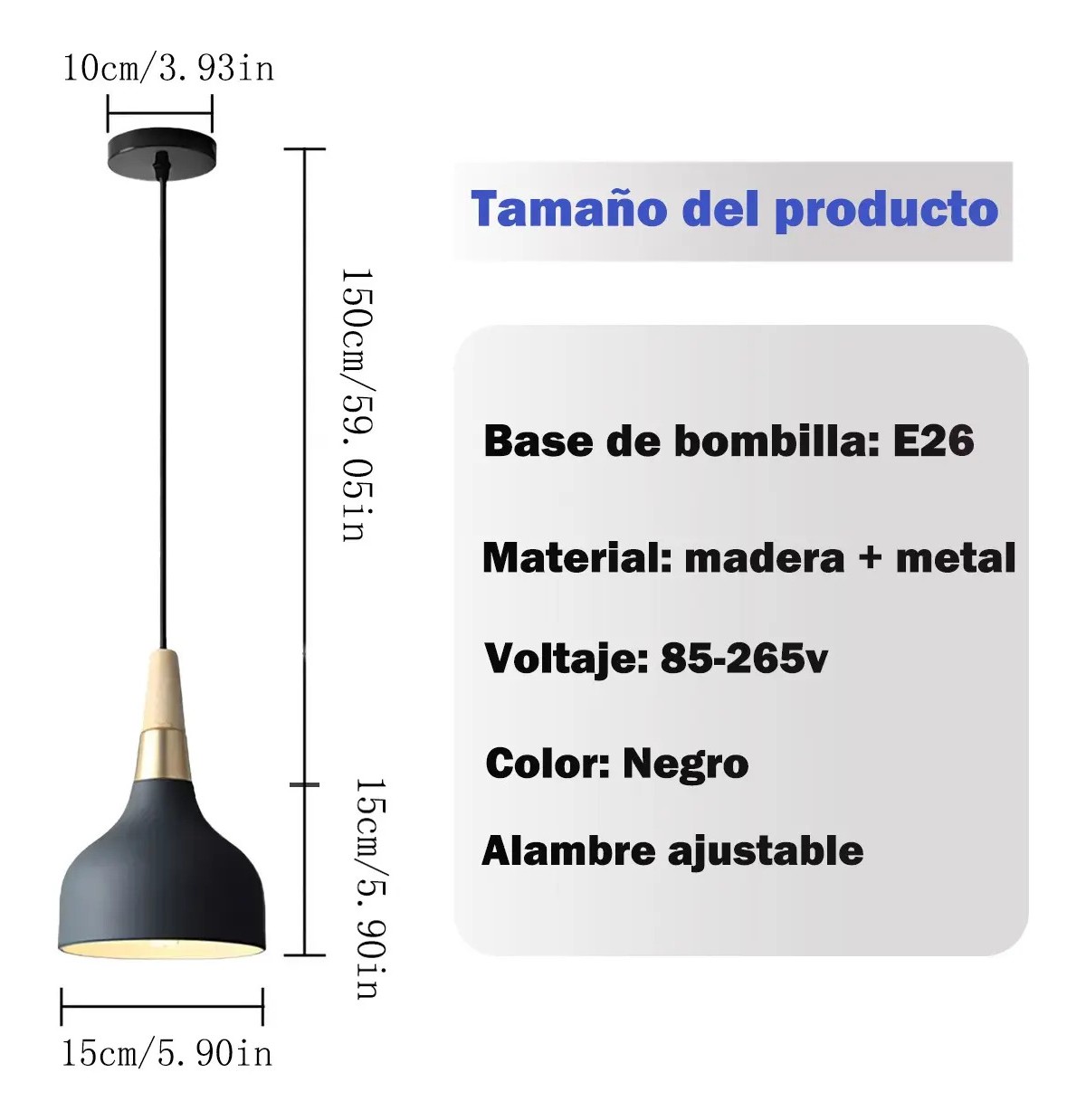L&aacute;mpara De Techo Colgante Decorativas Moderna Para Hogar negra image number null