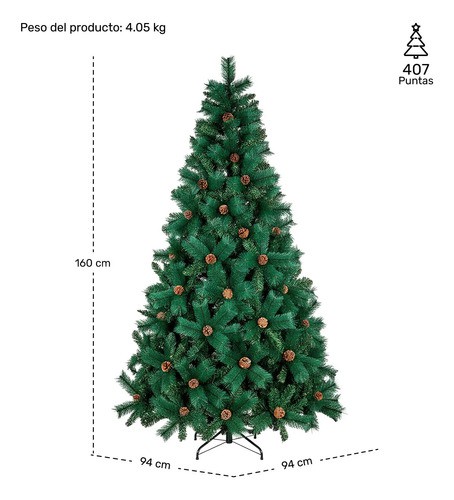 Arbol Navidad Verde Escoces Doble Rama Frondoso Pi&ntilde;as 1.6m Jardimex image number null