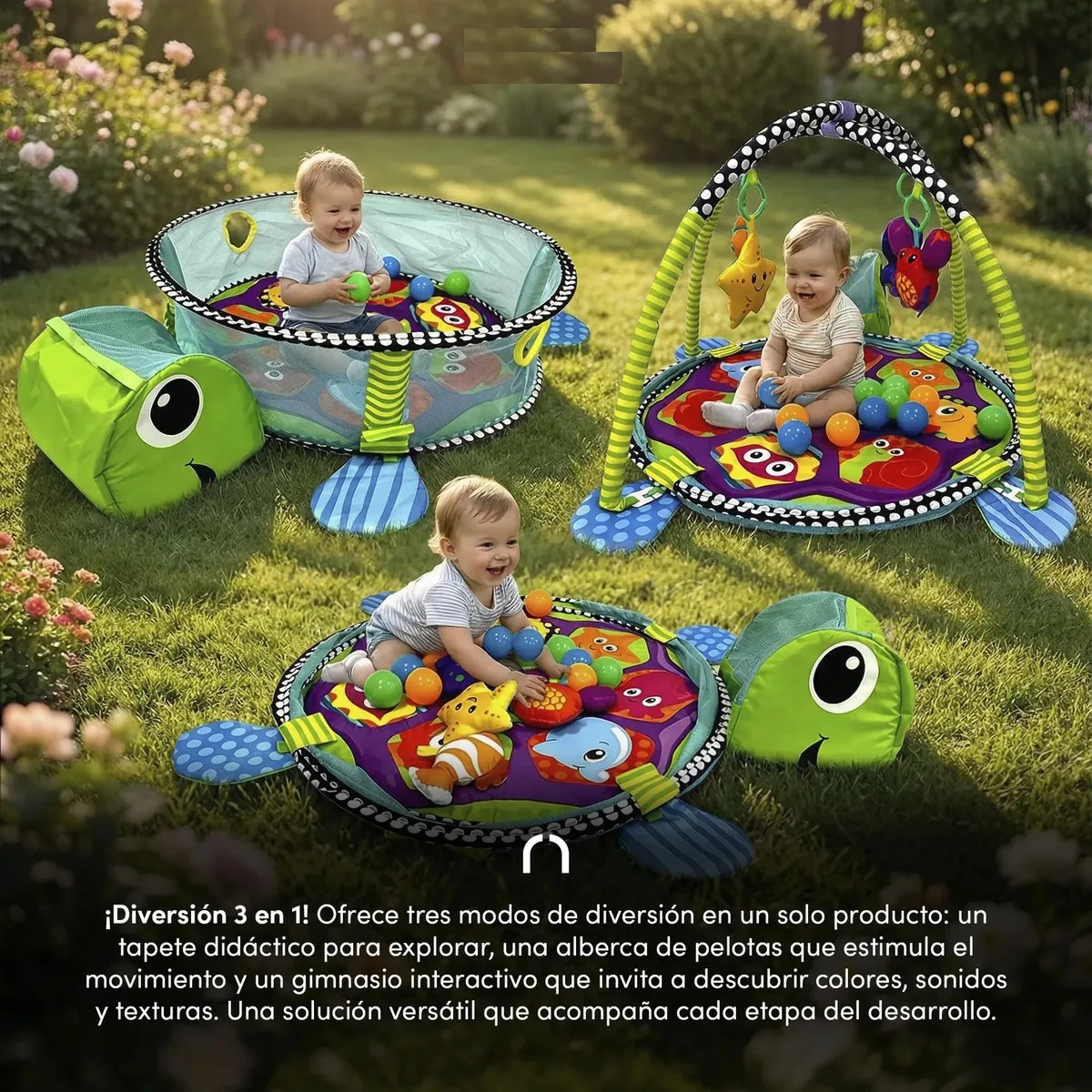 Gimnasio Para Bebe Tapete Pelotas Tortuga Actividades Ni&ntilde;os Verde image number null