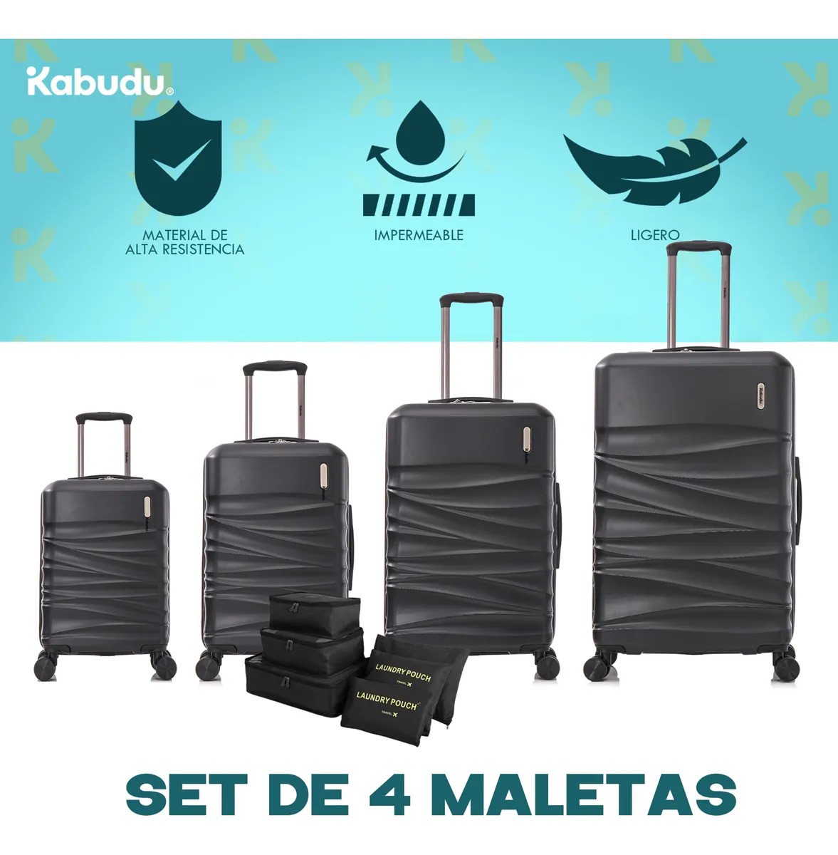 Set 4 Maletas Viaje Rigidas Resistentes Ruedas 360 image number null