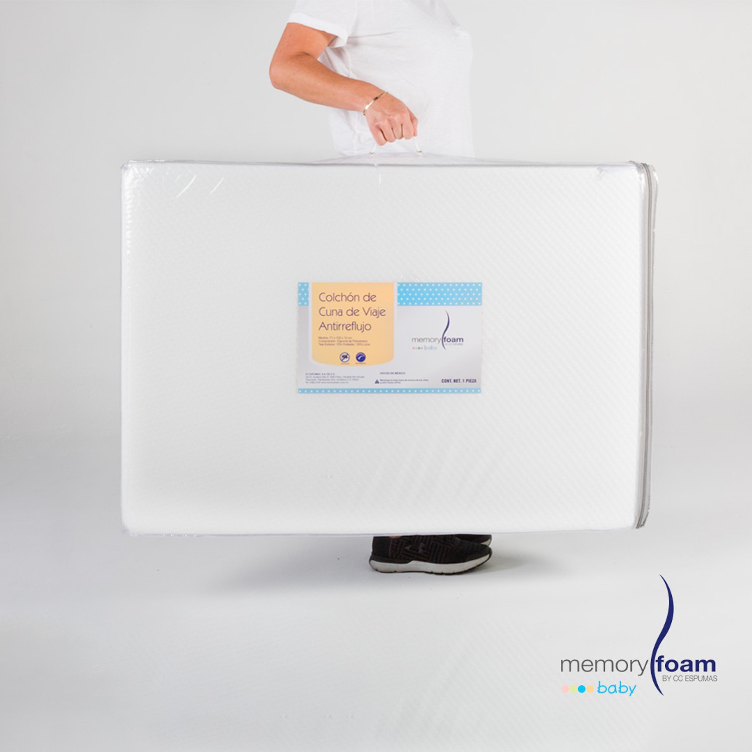 Memory Foam Colch&oacute;n Antirreflujo para Cuna de Viaje, 140 x 80 x 12 cm. image number null