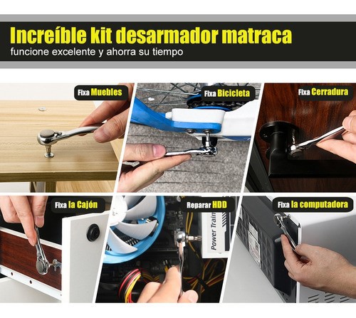 Juego De Herramientas Mec&aacute;nicas Kit Dados Y Llaves Trinquete. image number null