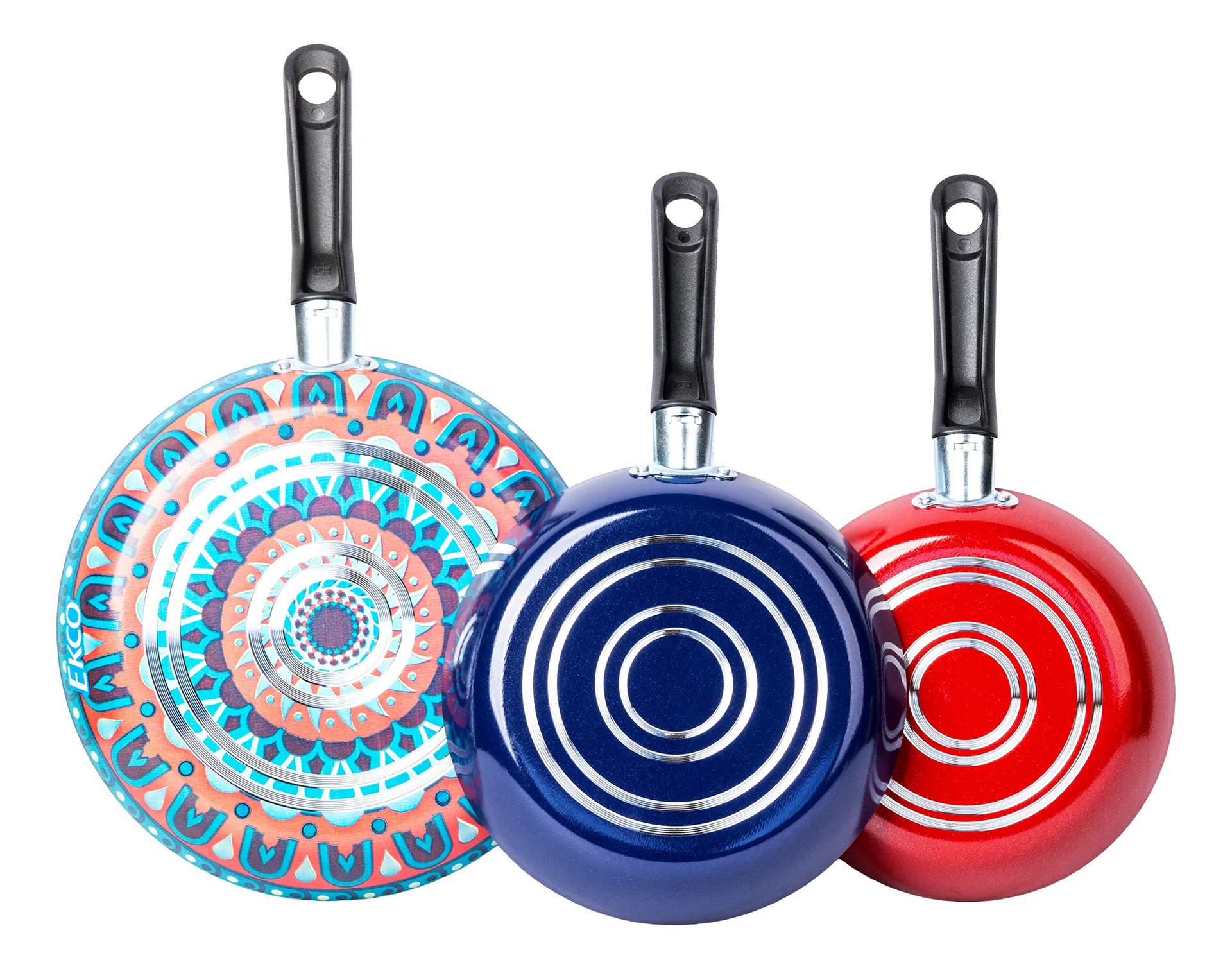 Pack X3 Sartenes Multicolor De Aluminio Rojo-Azul image number null