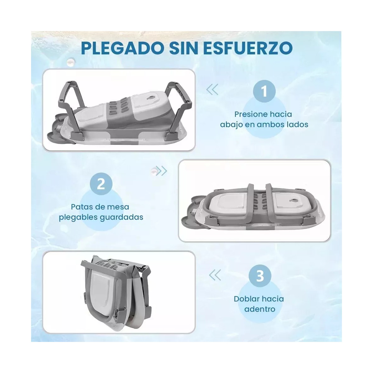 Ba&ntilde;era Tina Ba&ntilde;o Bebe Plegable Port&aacute;til Con Coj&iacute;n Termometro Gris image number null