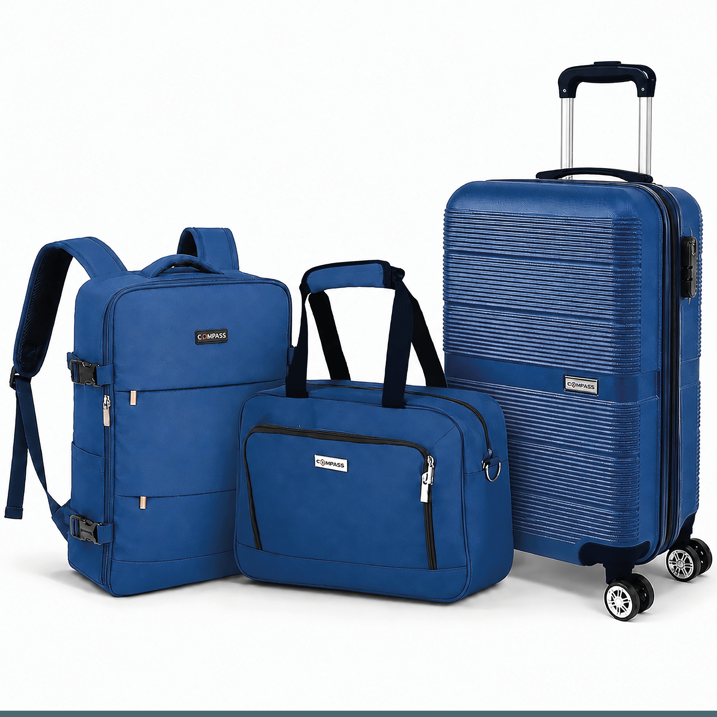 Juego de Maletas Compass Chicago Azul Con Maleta de 20", Backpack, Neceser, Candado TSA y 8 Ruedas 360&deg; image number null